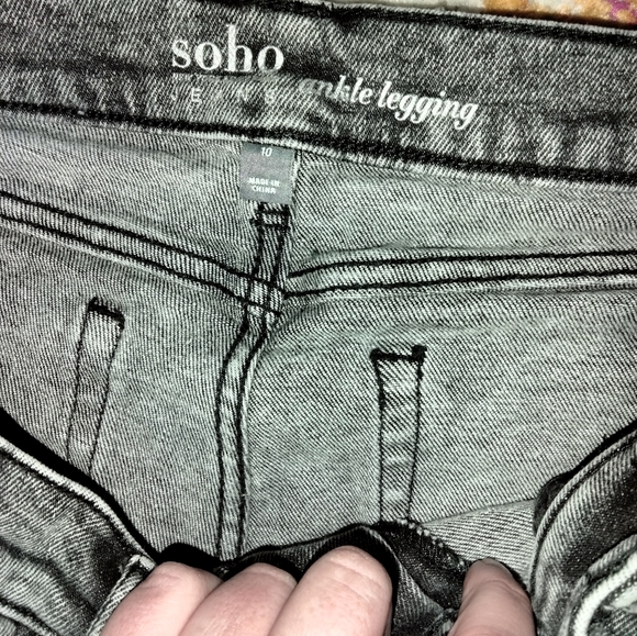 Soho Ankle leggings jeggings jeans fringed raw cut hem size 10 32" waist acid - Picture 3 of 4